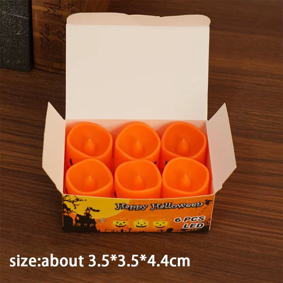 Pumpkin Lantern Candle Light Halloween Skull Ghost Face Lamp Kids Gift for Bedroom Garden Party Decoration Atmosphere Light